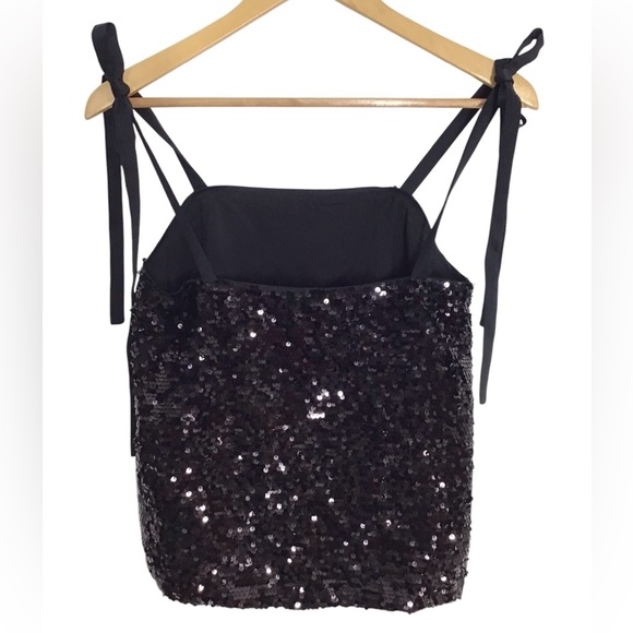A/X Armani Exchange Black Sequin Sleeveless Blouse Size Small - Picture 4 of 7